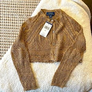 Ralph Lauren Polo Lace Sweater  Gold size 4